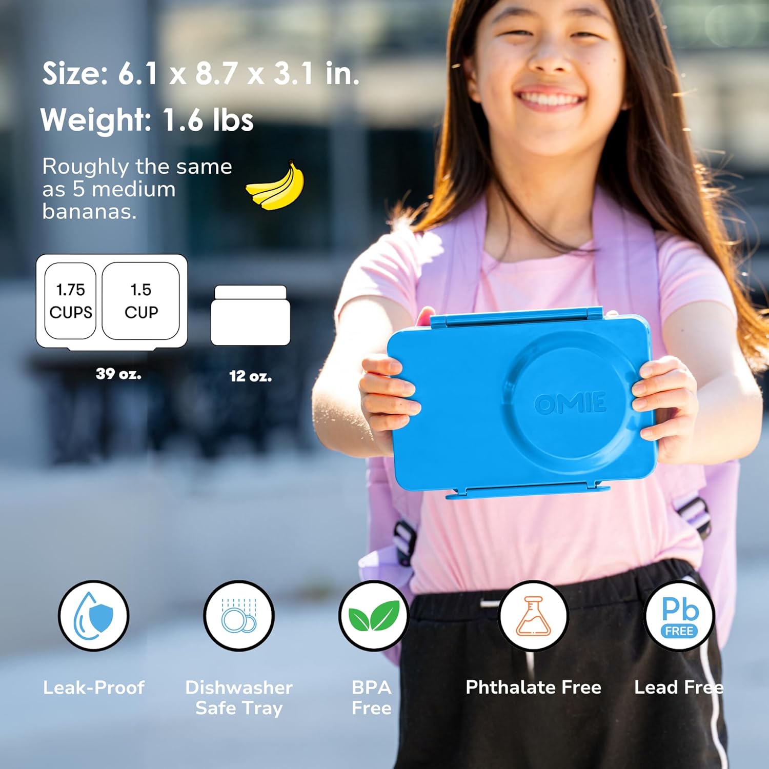 OmieLife UP Bento Box For Kids - Blue