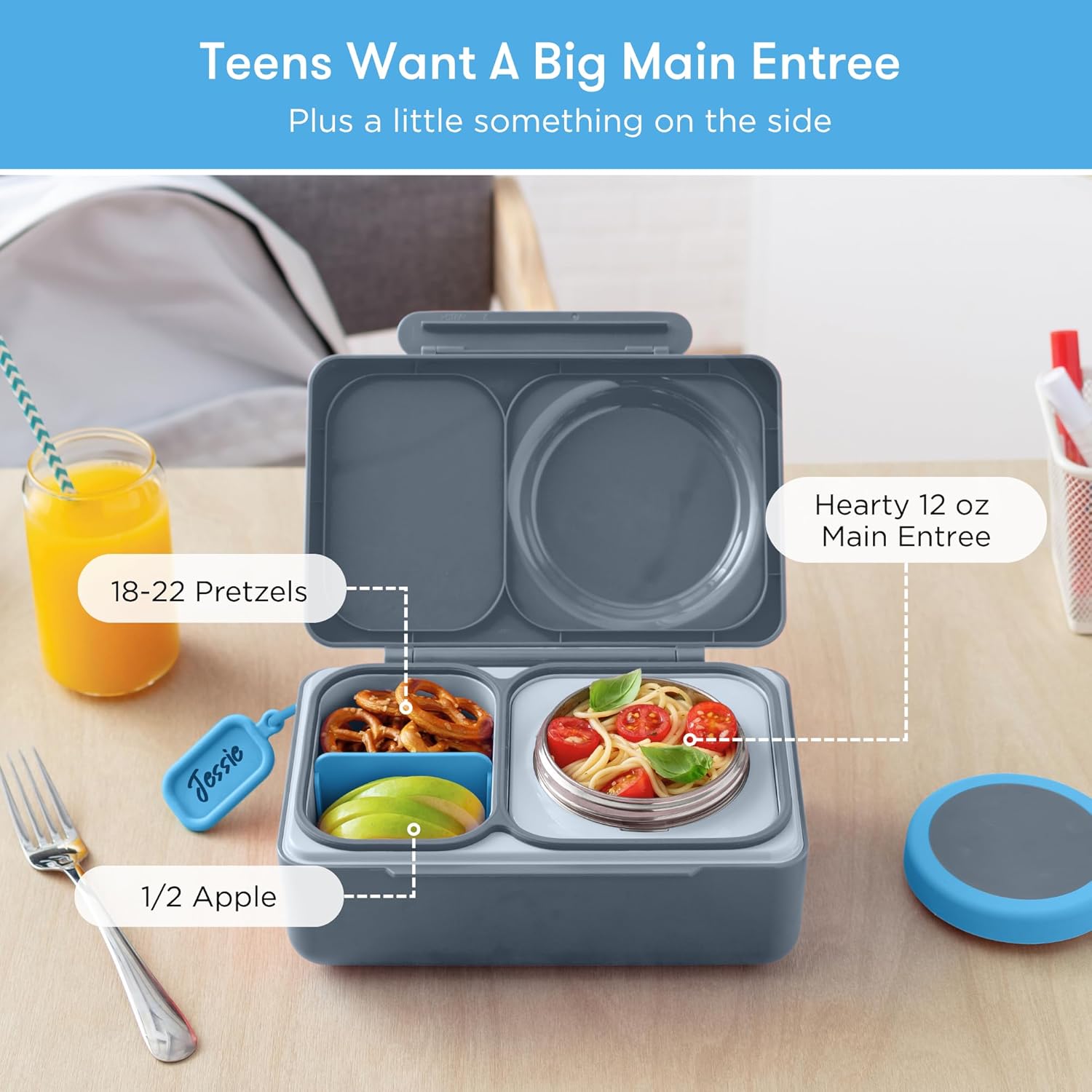 OmieLife UP Bento Box For Kids - Grey