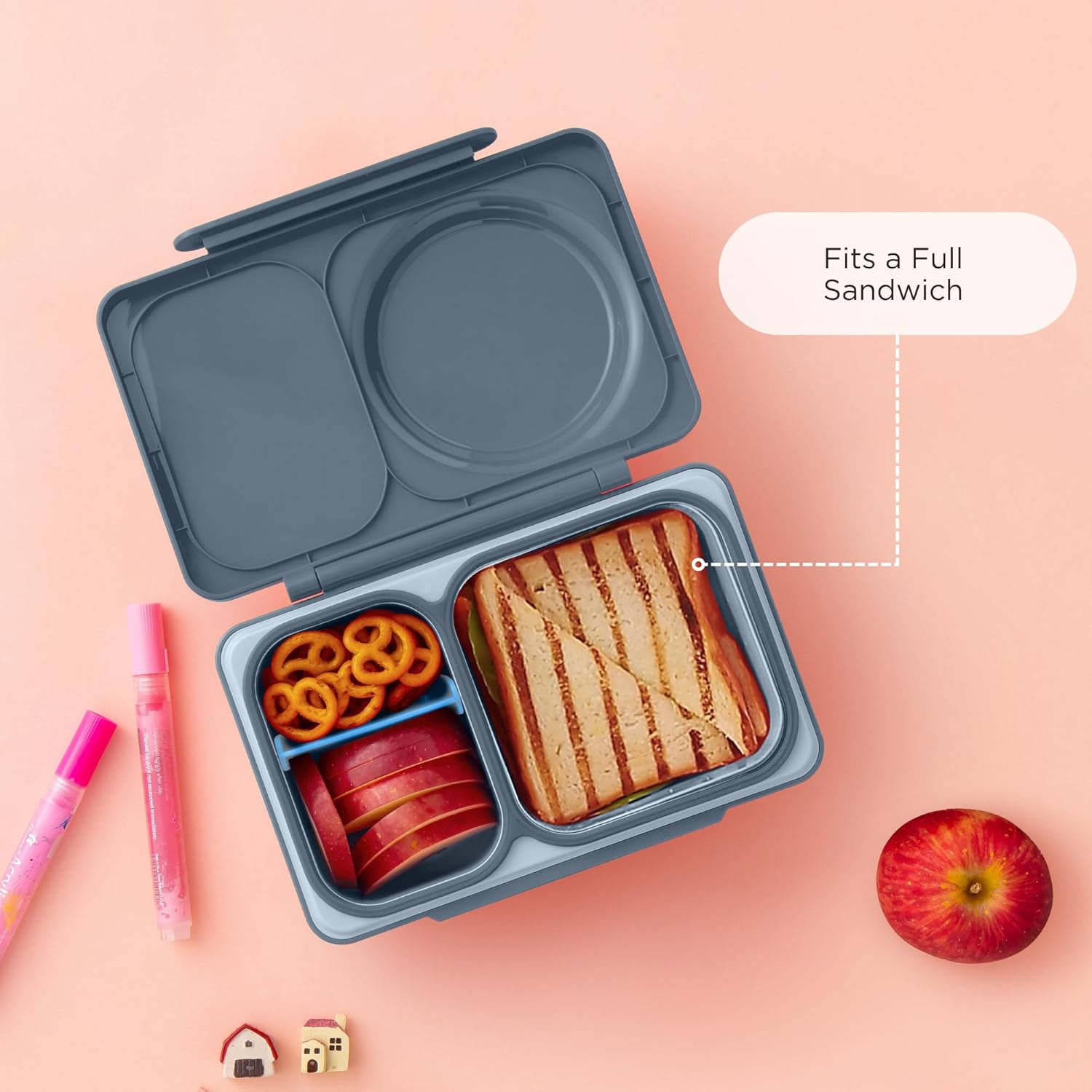 OmieLife UP Bento Box For Kids - Grey